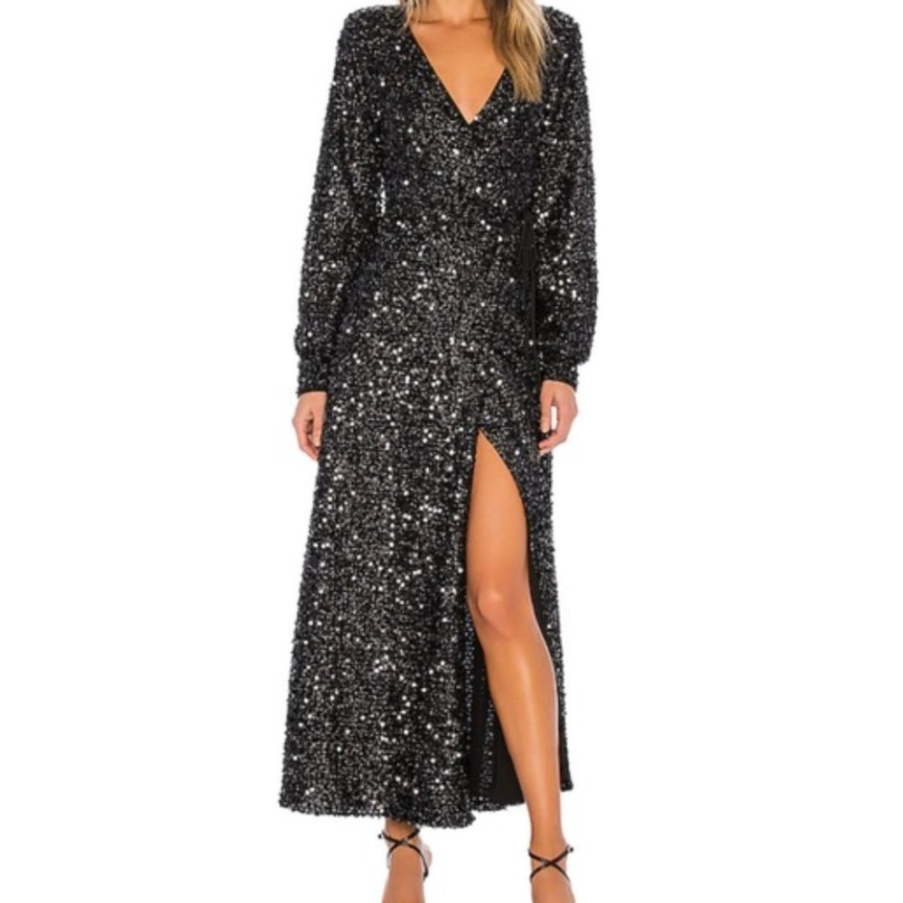 LPA Black Sequin Maxi Dress